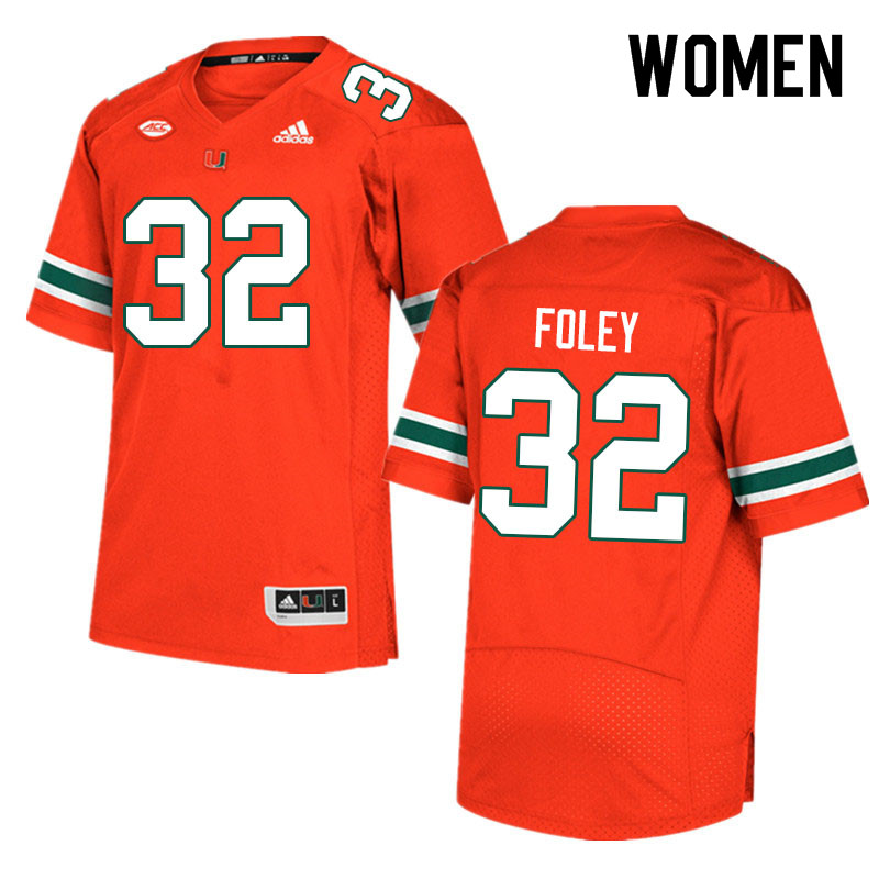 Women #32 Nelson Foley Miami Hurricanes College Football Jerseys Sale-Orange